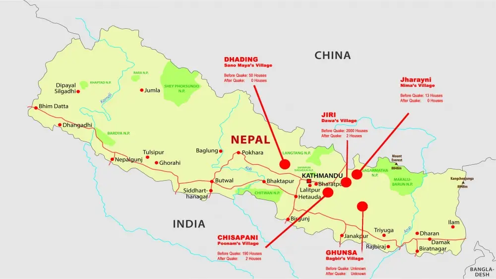 nepal road map nepal road map